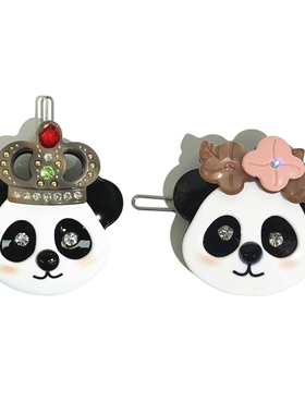 韩饰AZ饰品头饰雅致镶钻皇冠四瓣花熊猫边卡扣卡BQ1630