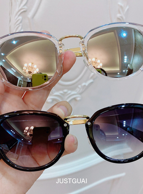圆脸复古风反光明星同款太阳镜