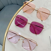 2021新款 眼镜女可配有度数 粉色方框墨镜太阳镜周扬青网红明星同款
