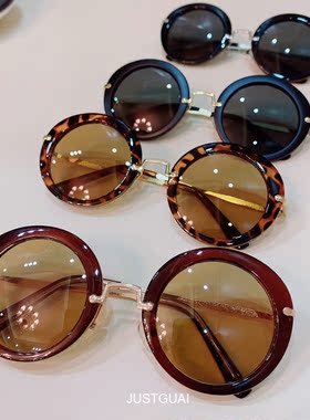 新款日系圆形复古镜框太阳眼镜