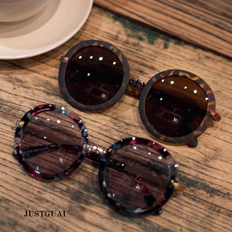 韩版ins网红潮男圆框太阳镜蛤蟆镜复古树脂配近视开车墨镜镜架女
