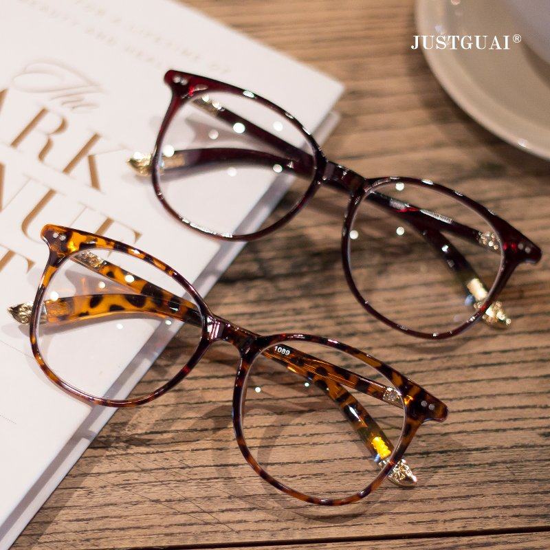 文艺复古韩国男士眼镜大框黑色平光镜配有度数防蓝光近视眼镜架女