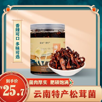 云南特产油鸡枞菌松茸菌牛肝菌多口味即食香辣菌子500g拌面下饭菜