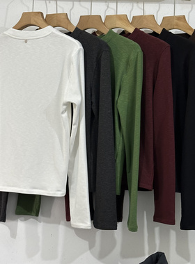 韩代订单显瘦软糯Q弹宝宝棉egg装饰贴片圆领加绒打底衫女T恤2025