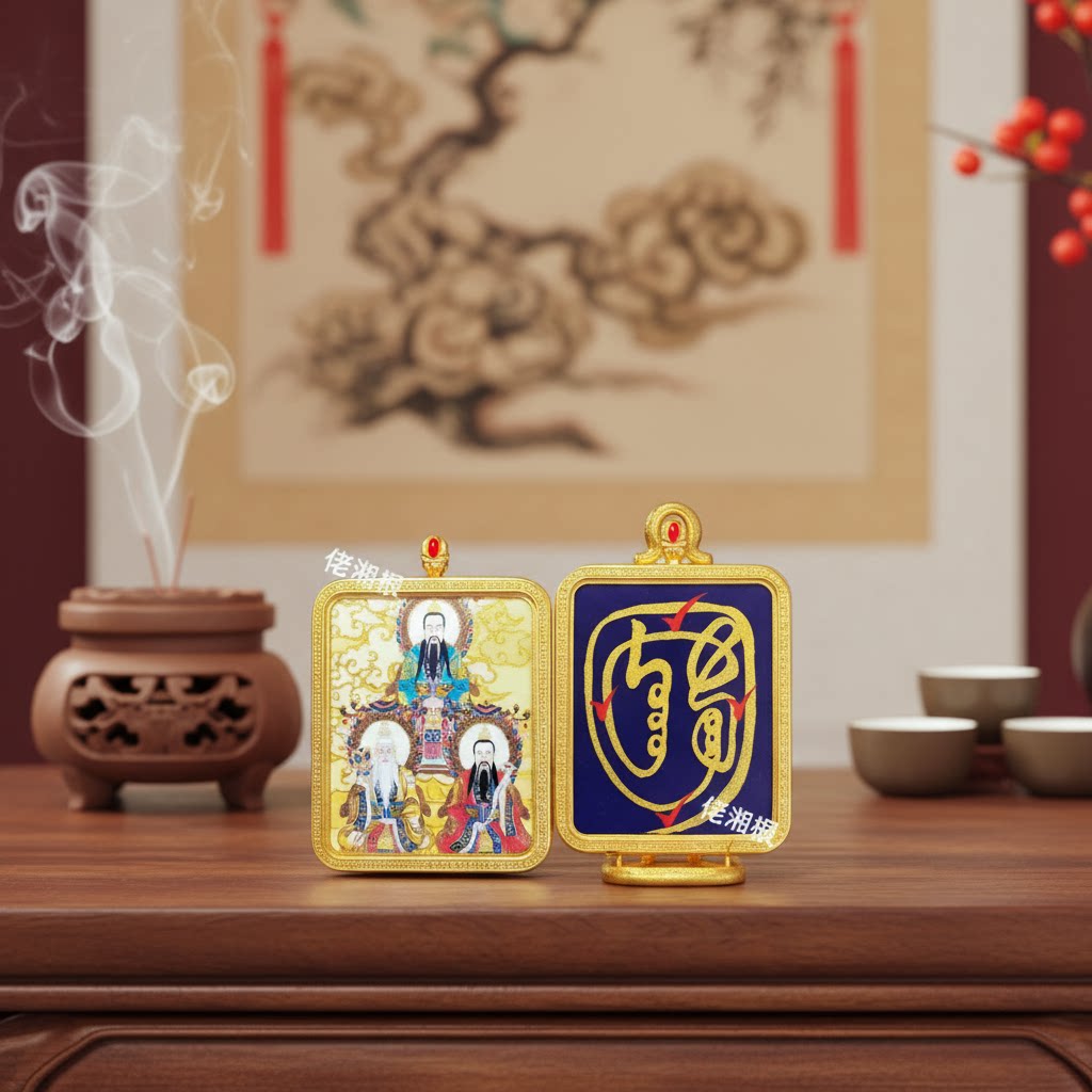 纯手绘金光纂唐卡吊坠