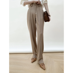 Mooeplom2025秋冬中缝侧开衩直筒高腰西装裤长腿神器显瘦拖地裤