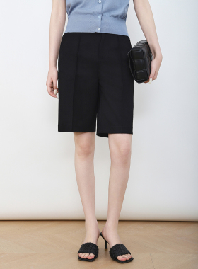 mooelpom2025春季新款前中缝百慕大西装短裤女休闲中裤五分裤显瘦