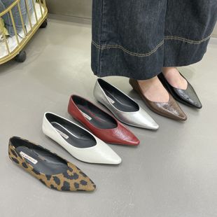 十三行女鞋 实拍复古晚晚风高级感豹纹尖头女不累脚低跟工作通勤鞋