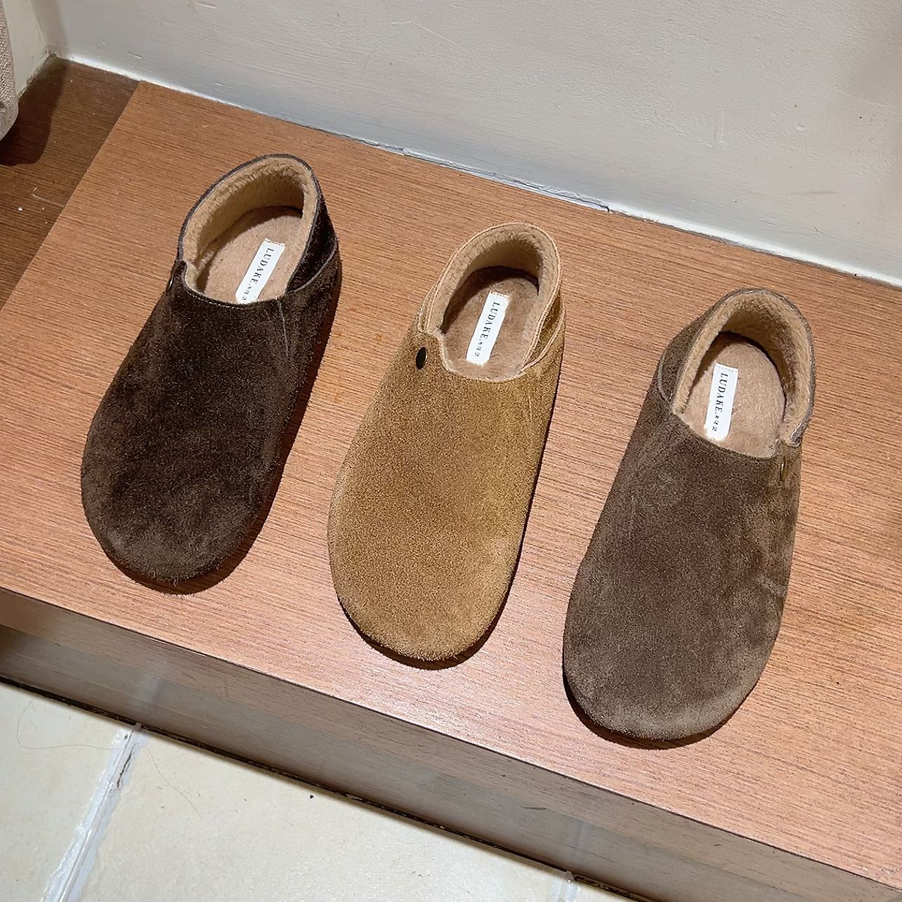 十三行女鞋实拍小个子内增高勃肯鞋女秋冬款厚底乐福丑萌加绒博肯