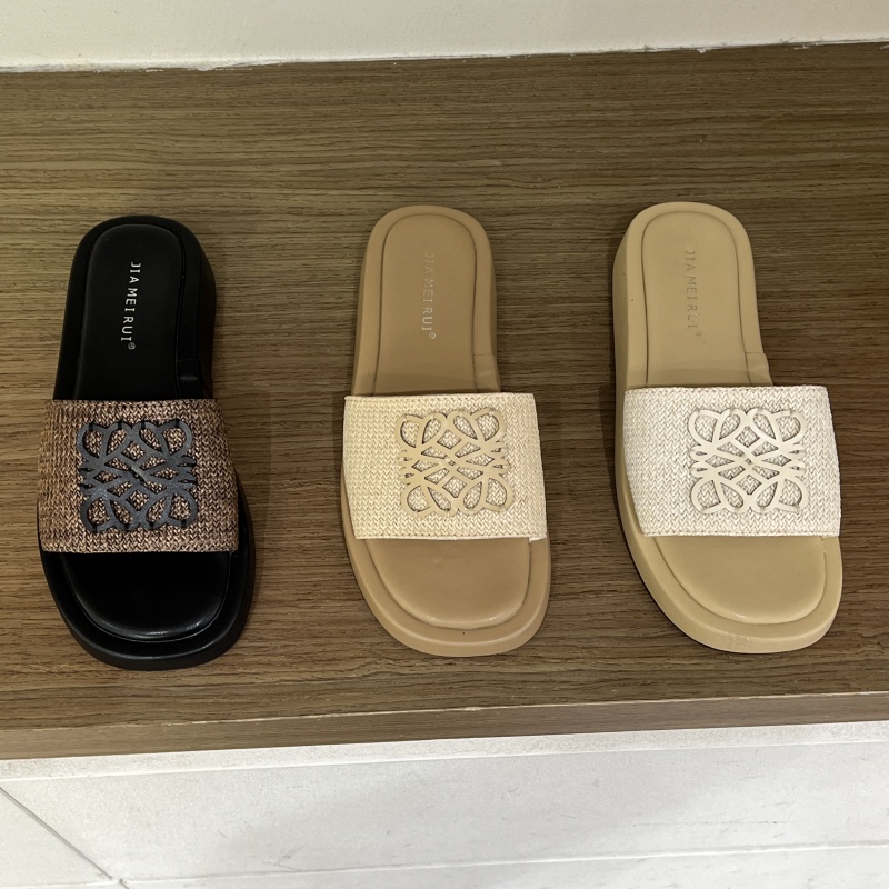 十三行女鞋实拍一字拖平底厚底露趾凉拖鞋法式度假风平底凉拖鞋女