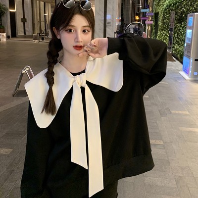 甜美大娃娃领蝴蝶结披肩假领子外搭卫衣毛衣春秋装饰领大尖领女