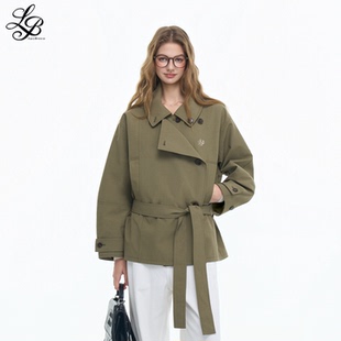 风衣女慵懒松弛感外套 双层门襟立领砂洗风短款 LazyBreeze春季 新款