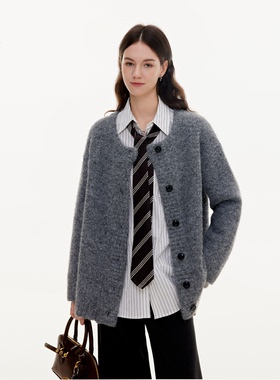 LazyBreeze复古宽松针织衫毛衣学院风温柔气质衬衫女直筒西裤套装