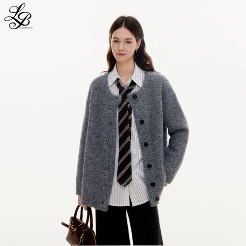 LazyBreeze复古宽松针织衫毛衣学院风温柔气质衬衫女直筒西裤套装