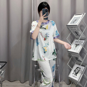 PS48381# 睡衣女高密度冰雪丝套头三件套春季时尚家居服M--XXL4码 服装批发服饰直播货源