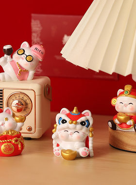 招*财猫系列树脂小摆件个性家具装饰品汽车中控台摆件一件代发