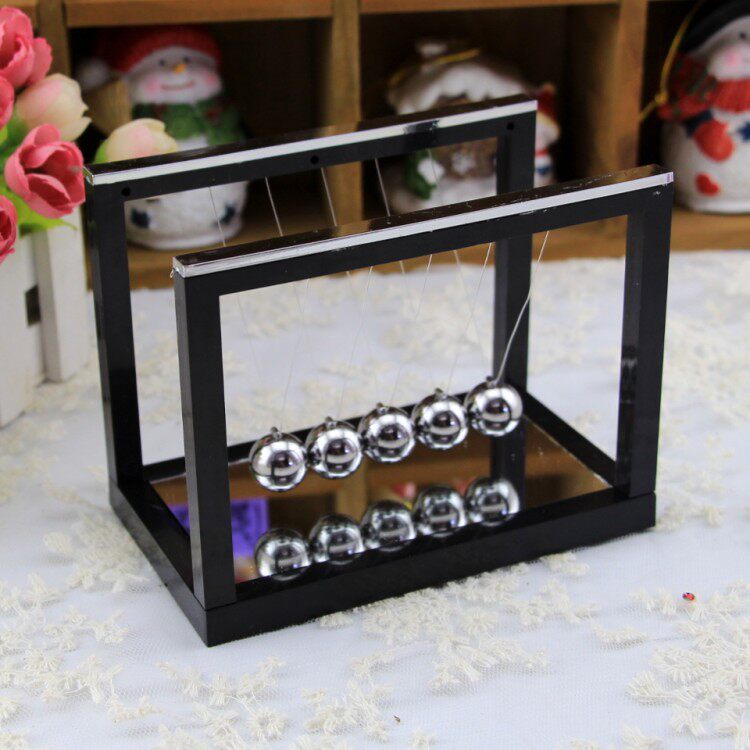 中号带镜子牛顿摆球撞球创意桌面摇摆球能量工艺礼品摆件装饰品