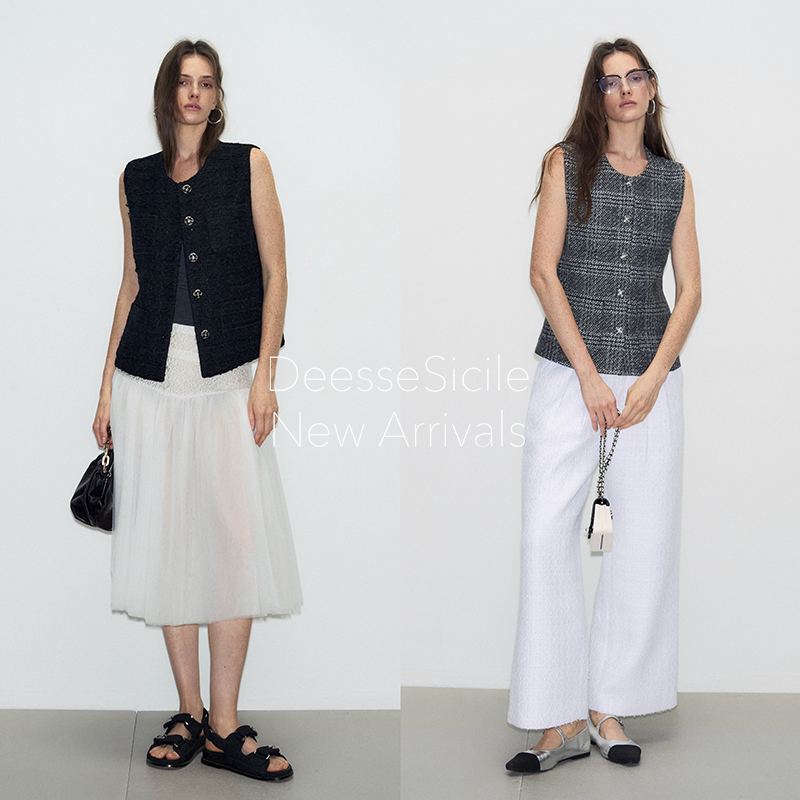 高智老钱风粗花呢羊毛马甲外套