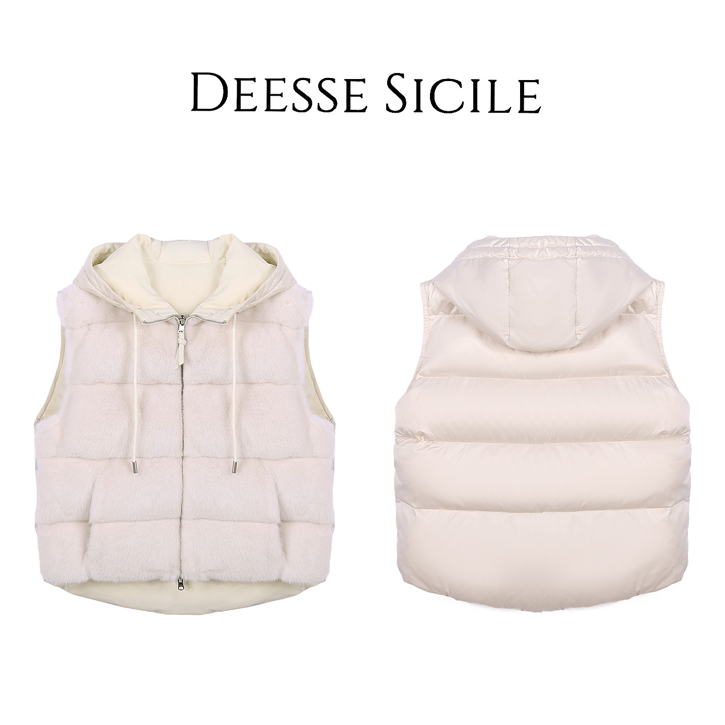 Deessesicile珍珠貂水貂拼接羽绒背心外套轻奢连帽羽绒马甲女皮草,女装/女士精品,马夹,淘宝优惠券,粉丝福利购,淘宝优惠卷