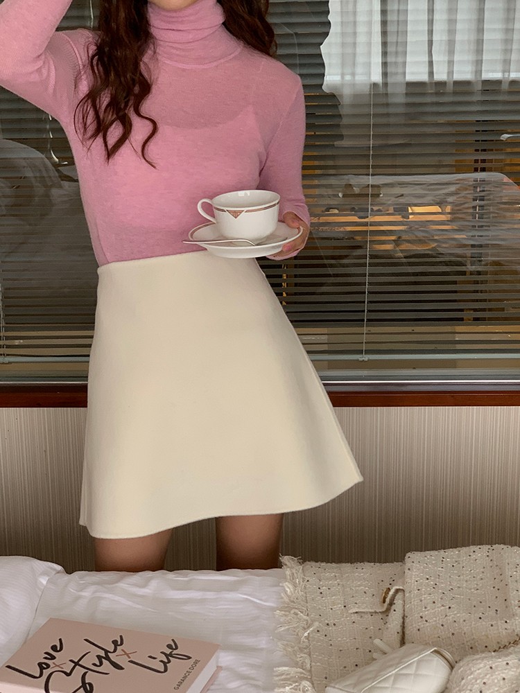 黛西西里羊毛双面呢a字百搭半裙