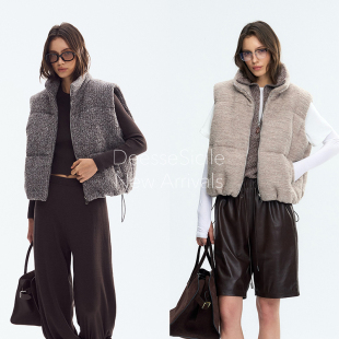 Deessesicile简约休闲风羊毛呢子无袖 百搭棉马甲 外套立领拉链时尚