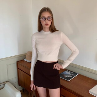 Deessesicile早春小个子穿搭100%美丽诺羊毛针织衫 女气质保暖毛衣