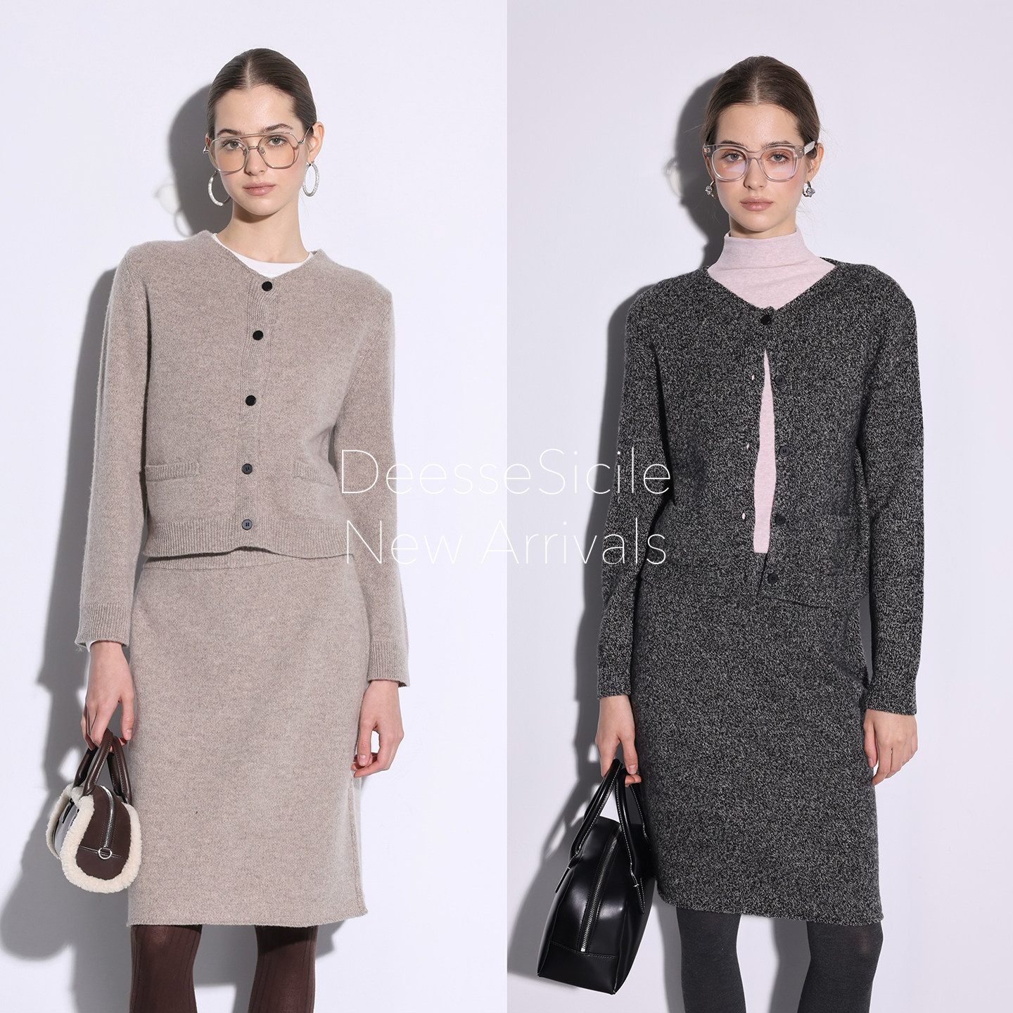 Deessesicile缪式风高智美丽诺羊毛圆领针织开衫A字半身裙套装女,女装/女士精品,其它制服/套装,淘宝优惠券,粉丝福利购,淘宝优惠卷