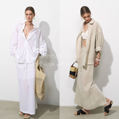 半身裙套装 DeesseSicile 白色100%亚麻松弛假日老钱风宽松衬衫 女