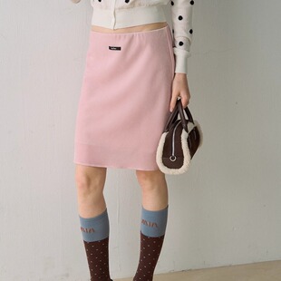 柔粉色少女缪式 SiniNimo 字母小标气质直筒半身裙 DeesseSicile