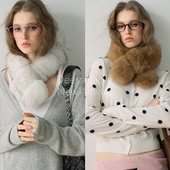 Deessesicile洋气减龄狐狸毛皮草围巾复古气质冬季 保暖舒适围脖女