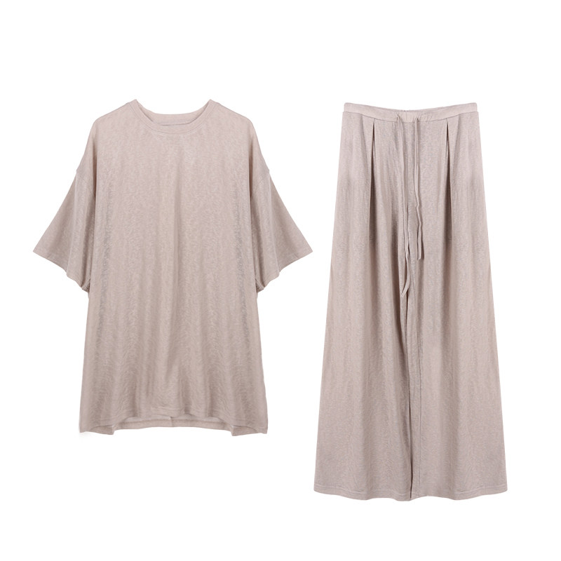 DeesseSicile 简约松弛感淡人穿搭宽松短袖T恤休闲阔腿裤套装女,女装/女士精品,时尚套装,淘宝优惠券,粉丝福利购,淘宝优惠卷