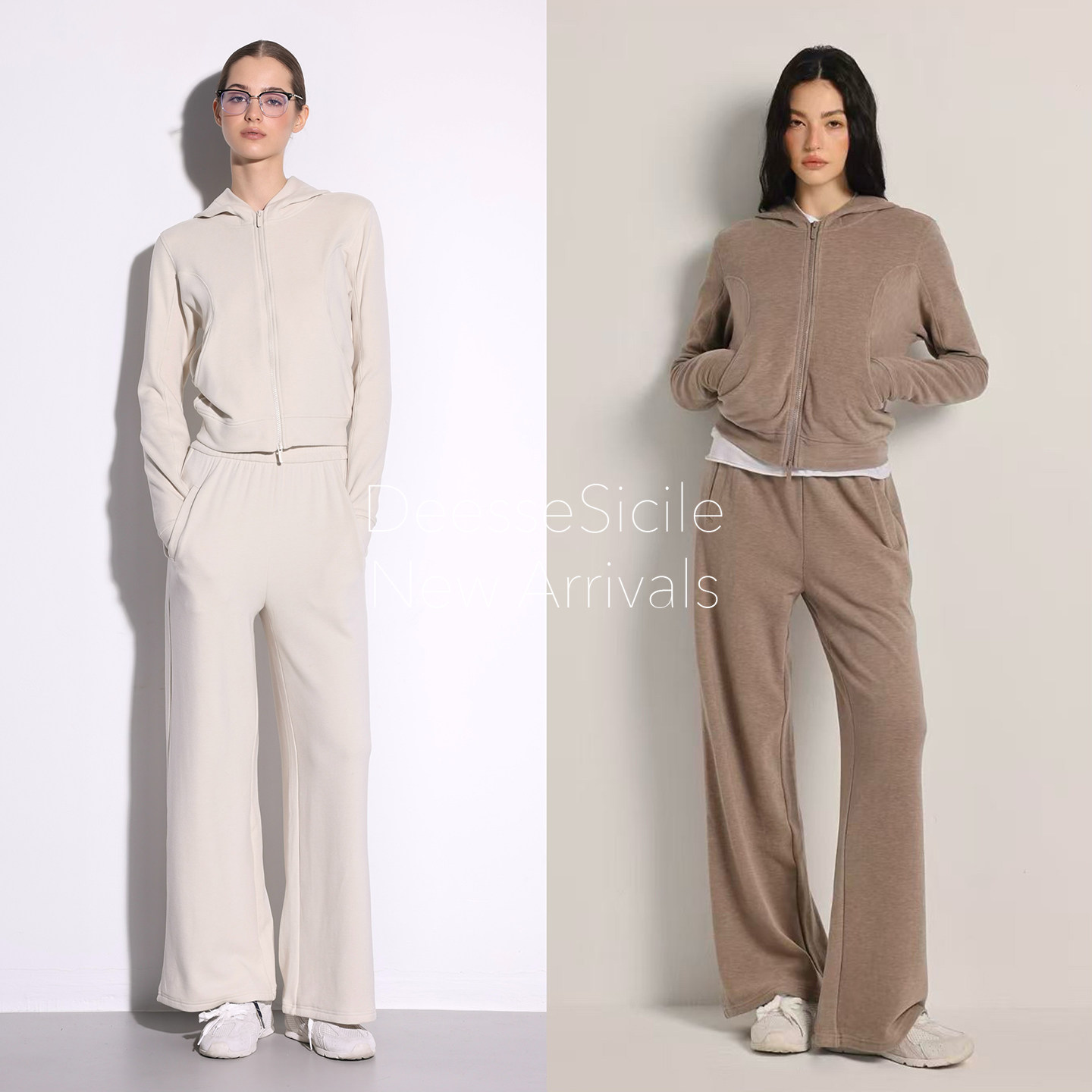 Deessesicile可露丽奶咖色都市休闲百搭时尚连帽卫衣长裤运动套装,女装/女士精品,其它制服/套装,淘宝优惠券,粉丝福利购,淘宝优惠卷