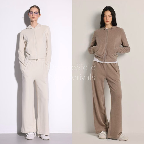 可露丽奶咖色卫衣长裤运动套装女