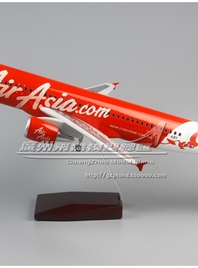 亚洲航空空客A320感应LED起落架ABS树脂静态仿真47cm飞机模型1:80