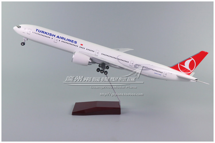 土耳其航空B777-300ER感应LED起落架树脂静态仿真飞机模型47cm