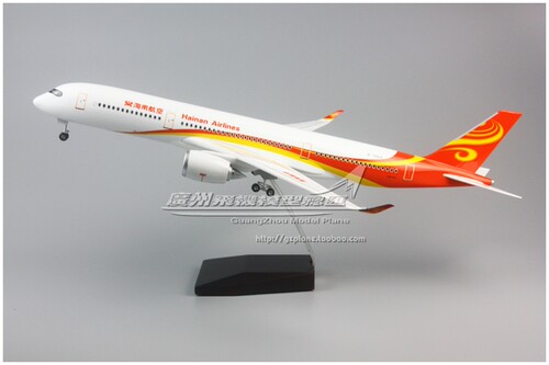 海南航空空客A350感应LED灯带轮起落架ABS树脂仿真飞机模型1:140