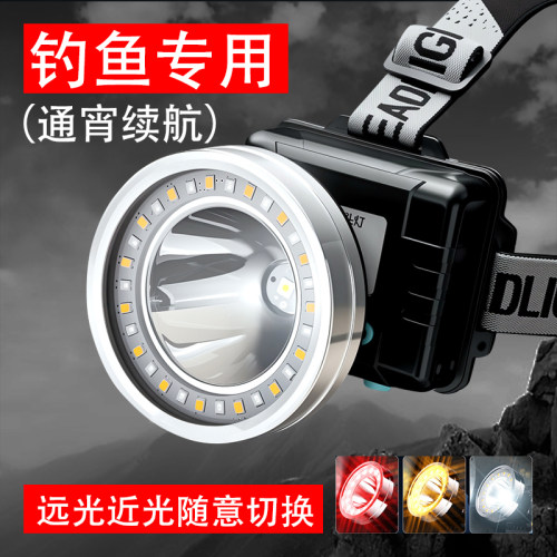 钓鱼铝合金充电长续航养殖头灯