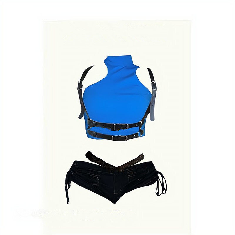 原创 美式辣妹克莱因蓝修身吊带酒吧gogo演出服女dj服装套装