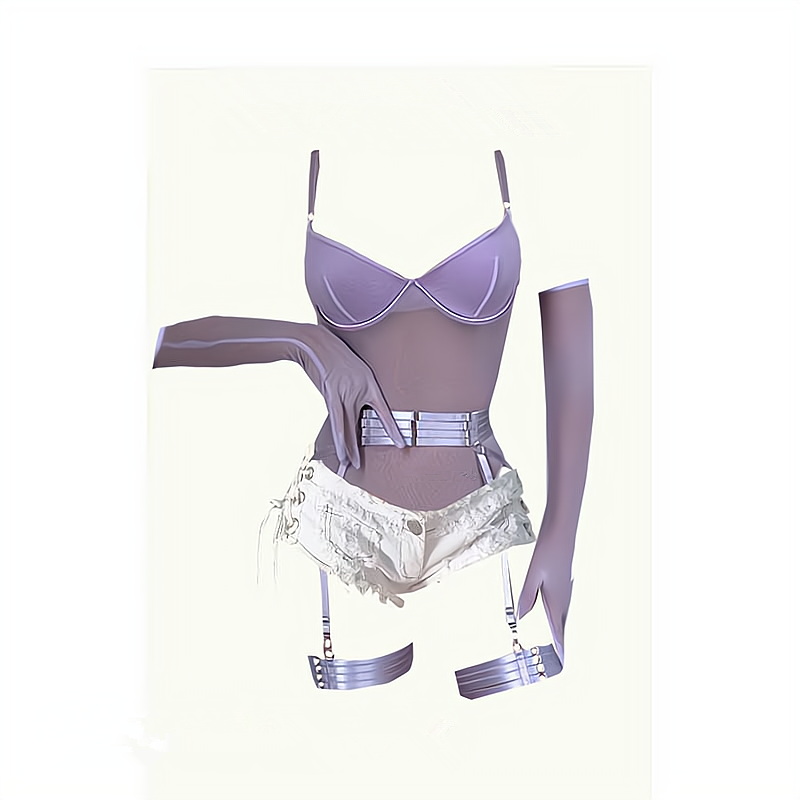 原创 性感御姐高腰网纱大长腿连体衣辣妹dj打歌蹦迪服五件套