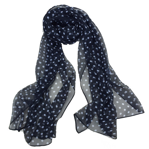 春秋小波点丝巾女围巾薄款纱巾