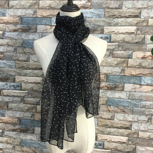 乔琪纱米粒点薄纱巾180*70厘米防晒沙滩巾柔软丝巾垂感好印花围巾