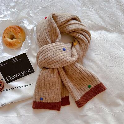 围巾彩色点点小围巾女冬季