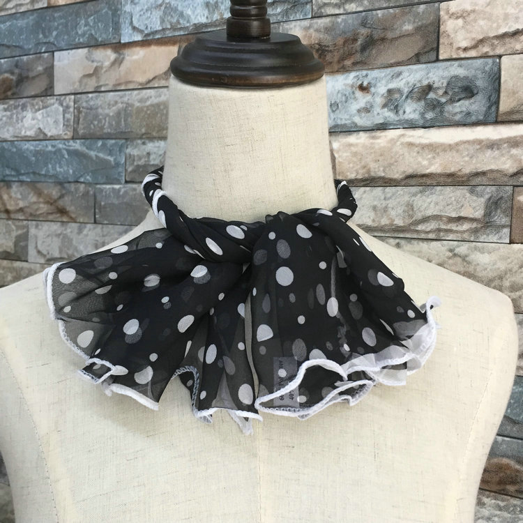 春秋木耳边渐变碎花乔其纱小丝巾