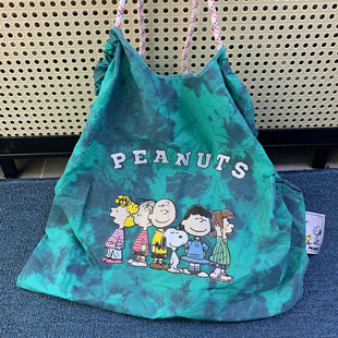 TEETH史努比家族印花轻便单肩包2025新日系卡通扎染手提托特包潮