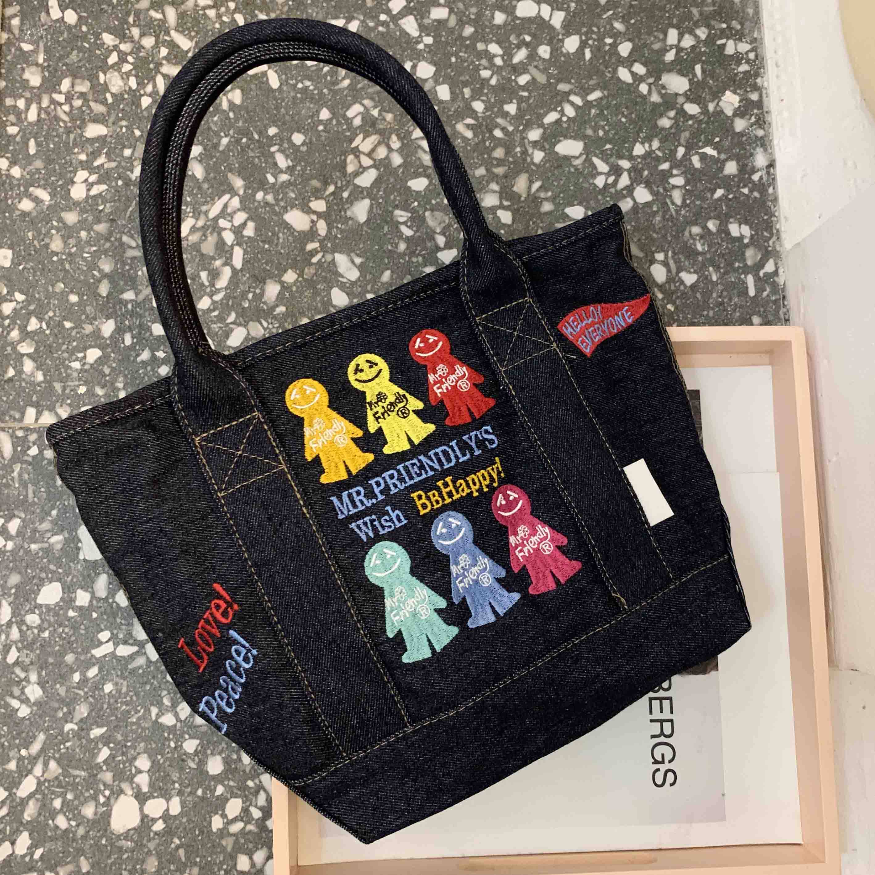 手提包日系卡通牛仔可爱通勤