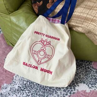 TEETH美少女战士大容量刺绣帆布单肩包2023新款日系卡通包托特包