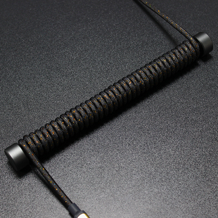 客制化机械键盘数据线彩色航插线螺旋配套type-c编织线金属头镀金