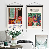 创意油画马蒂斯宿舍改造ins挂布客厅背景墙挂毯卧室电表箱装 饰布