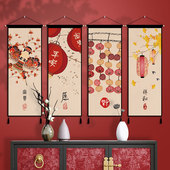 中式 墙布挂布中堂画客厅挂画布艺沙发背景墙装 饰画寓意好背景挂毯