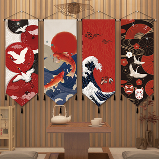 和风布艺挂画客厅餐厅墙布挂布背景墙装 日式 饰画墙面背景布挂毯画